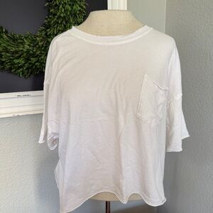 We The Free People White Crop Boxy Pocket T-Shirt - Size XS